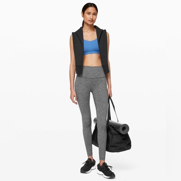 Lululemon Wunder Under High Rise Heathered Gray/Black Leggings - Picture 1 of 10